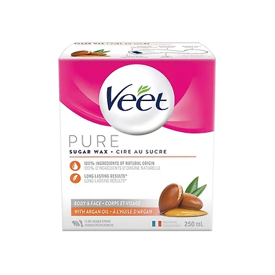 VEET Pure Sugar Wax Kit – Argan Oil, 250 mL, 250mL