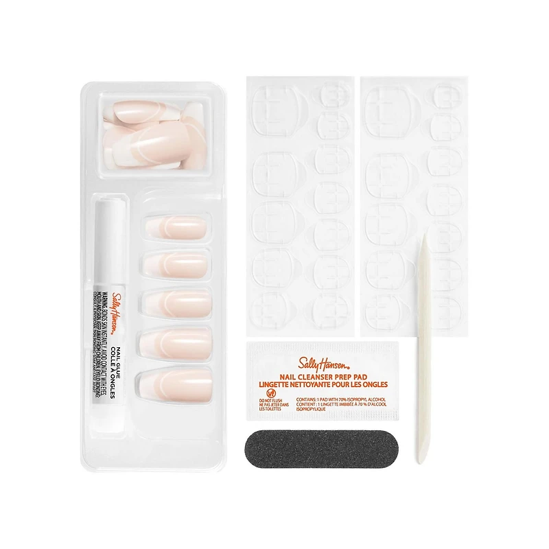 Sally Hansen - Salon Effects® Perfect Manicure™ coffin-shaped press-on nails - includes 24 premium fake nail, nail file, wooden stick, prep pad, adhesive tabs and nail glue, Premium ready to wear nail