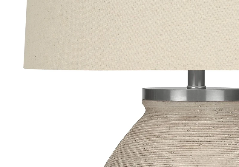 Monarch Specialties Lighting, 25"h, Table Lamp, Cream Concrete, Beige Shade, Contemporary