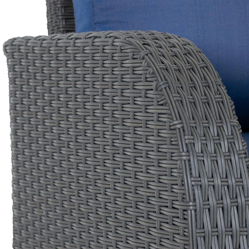 CorLiving Brisbane Rust-Resistant Wicker Left Arm Outdoor Patio Sectional Piece with Cushions
