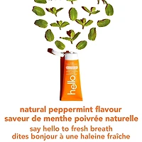 Hello Super Mega Dentifrice Blanchissant Avec Fluorure, Dentifrice Blanchissant Avec Vitamine C, Aide À Blanchir les Dents Jusqu'à 2 Tons, Saveur Naturelle de Menthe Poivrée, Tube de 82mL Hello Dentifrice