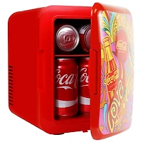 Coca-Cola Mini refroidisseur/réchaud portable 6 canettes, mini réfrigérateur 4 L pour voyage, rouge