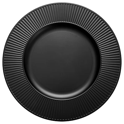 Home Trends 13-Inch Round Lined Rim Charger<br>Plate Solid Color Black