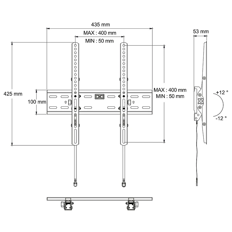 blackweb Tilting TV Tilting Wall Mount for 19 in. to 50 in. TV's (Black)