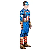 MARVEL Déguisement Captain America pour adulte - Combinaison rembourrée et masque en plastique 3D