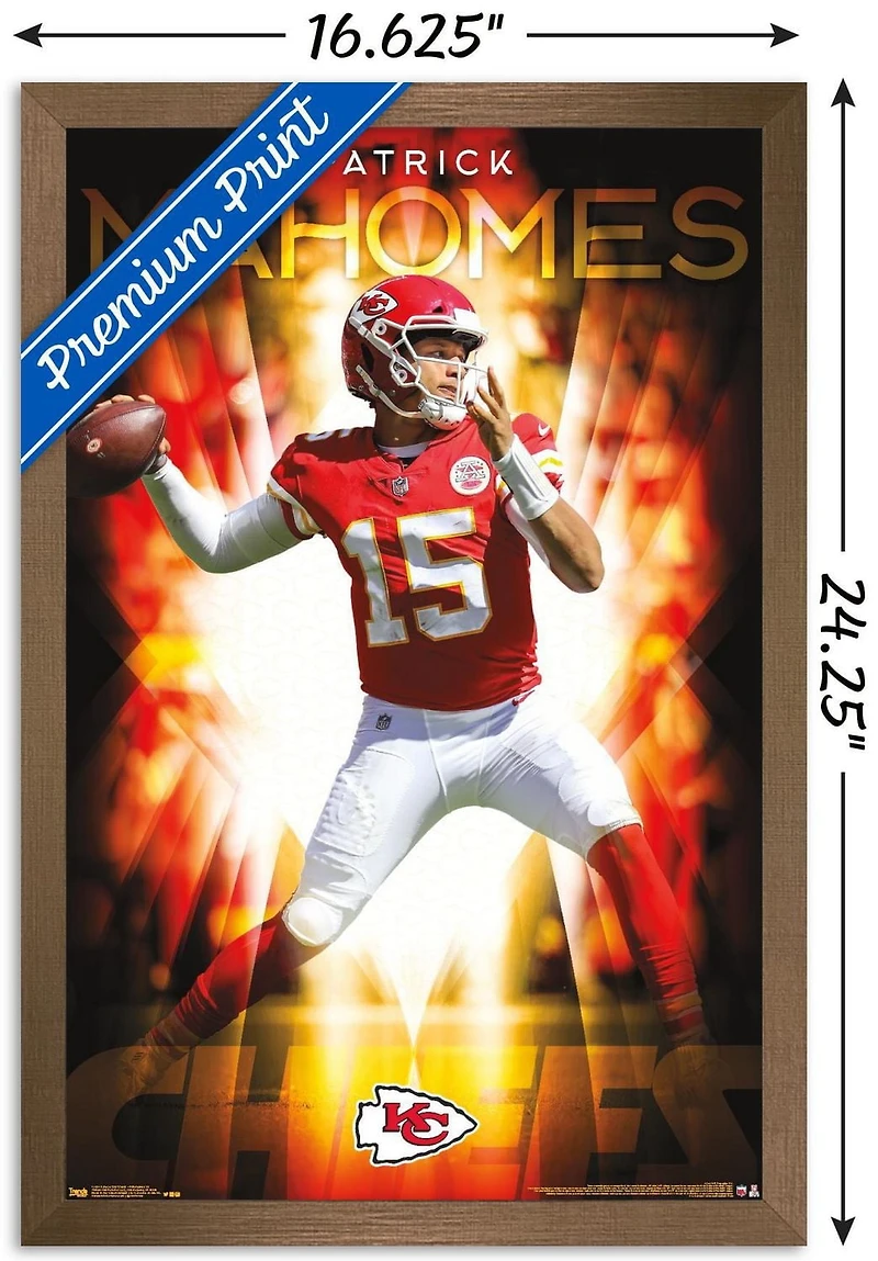NFL Kansas City Chiefs - Patrick Mahomes II 18 Wall Poster, 22.375" x 34" Framed