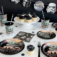 Mandalorian The Child Assiettes plates rondes 22,9 cm, 8 carats Les assiettes jetables mesurent 9"