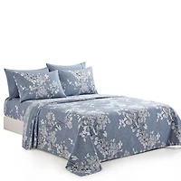 Marina Decoration Ultra Soft Silky Deep Pocket Rich Printed Bedding Rayon from Bamboo All Season Sheet Set with Pillowcases, Romantic Inkwash Floral Pattern