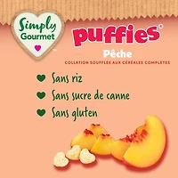 Collation pour bébé Simply Gourmet Puffies à la Pêche Collations soufflées aux céréales
