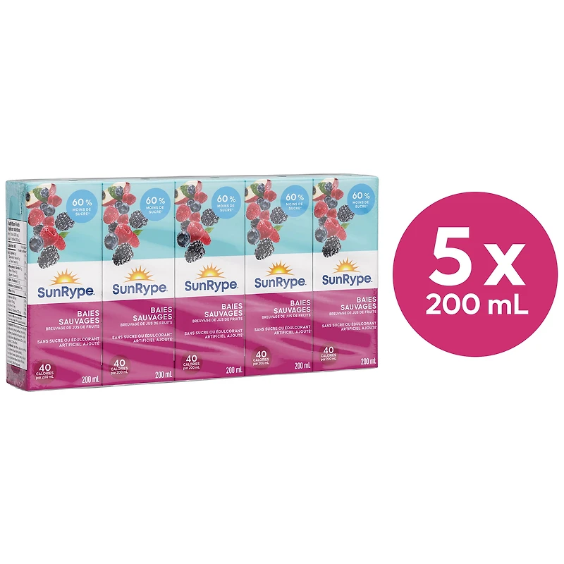 SunRype Wildly Berry Juice Boxes 5X200ML