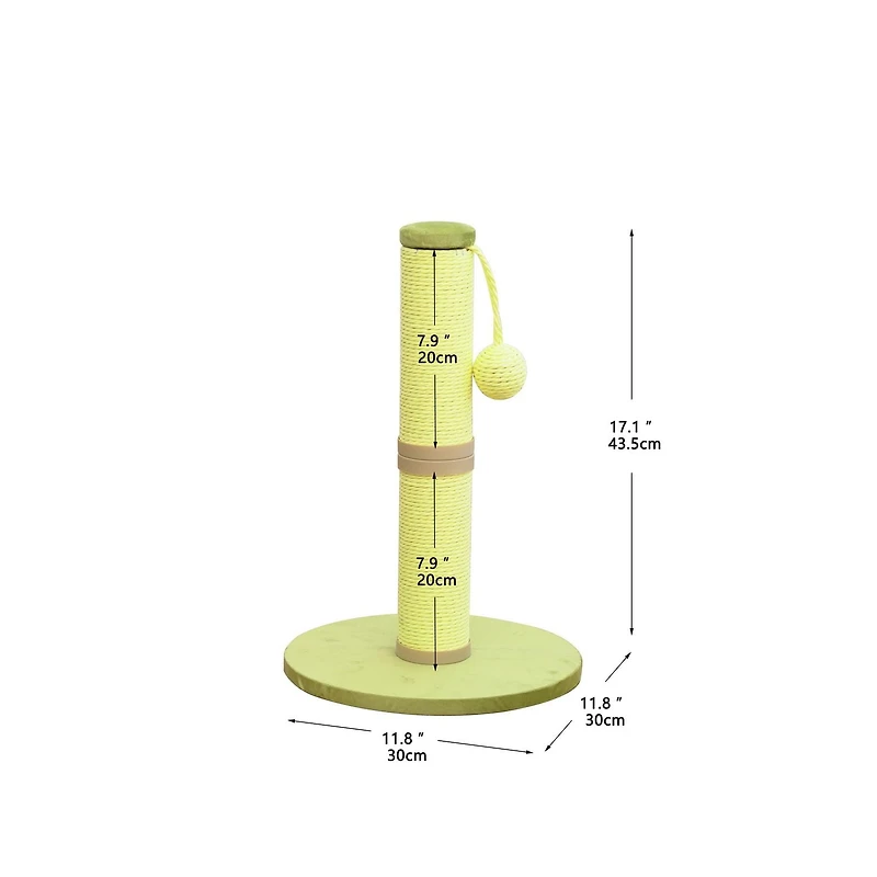 Home4Cat 17.1" Tall Dual-Function Recycled Paper Cat Scratching Post, Green, Playful & eco-friendly scratcher