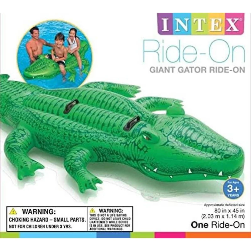 Intex Giant Gator Ride-On for Kids, Age 3+, Inflatable Pool Float, 45” x 80”
