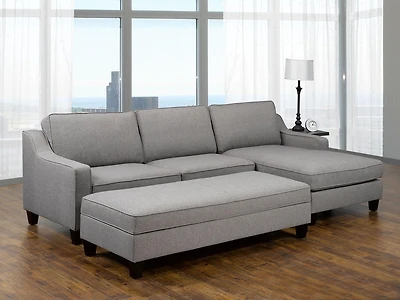 Sonia RHF Sectional with Storage Ottoman, Grey
