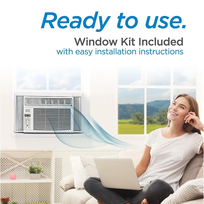 Black + Decker 14300 BTU Window Air Conditioner Unit AC with Remote Control Cools Up to 700 Square Feet