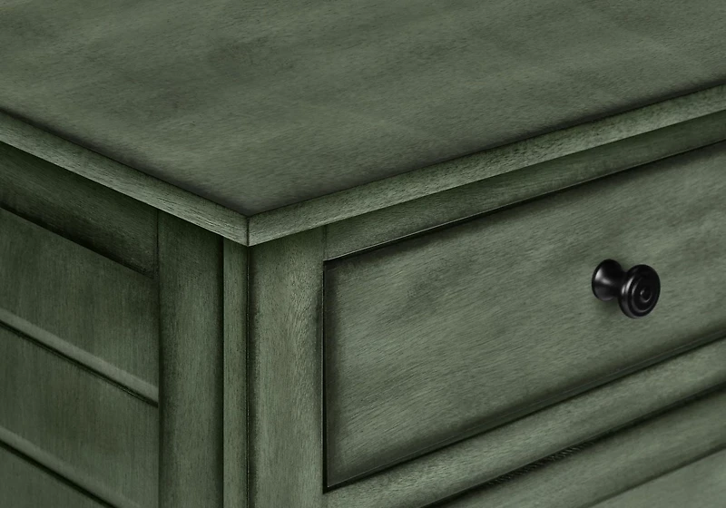 Monarch Specialties Accent Table, Nightstand, Storage Drawer, End, Side Table, Bedroom, Lamp, Storage, Antique Green Veneer, Transitional