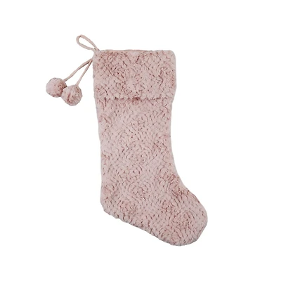Holiday Time 21 inches Pink Faux Fur Stocking