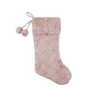 Holiday Time 21 inches Pink Faux Fur Stocking