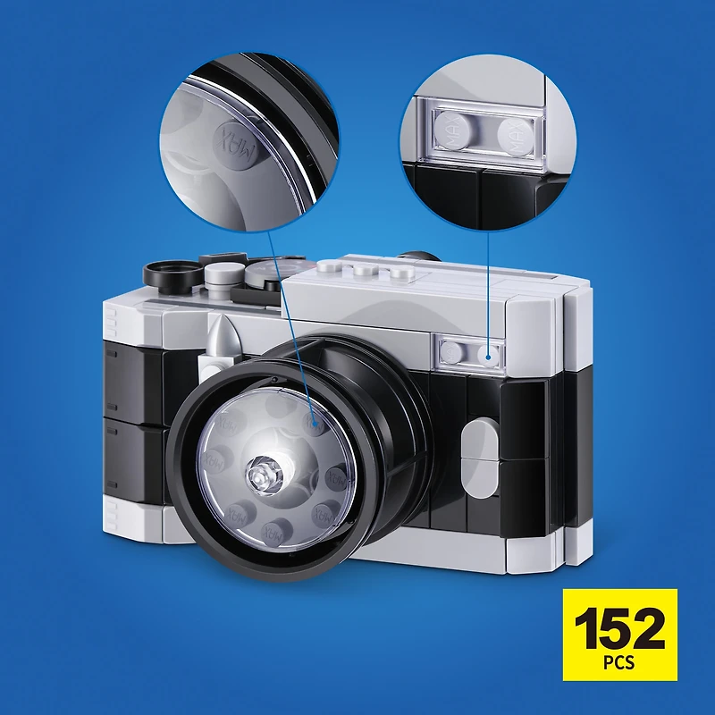 MAX Build More Premium Retro Series 2 (Camera) by ZURU – Novelty Unboxing Toy & Building Brick Collectible Minis with up to 188 Pieces, Retro Designs to Build & Display, Ages 8+, Kids, Teens & Adults.