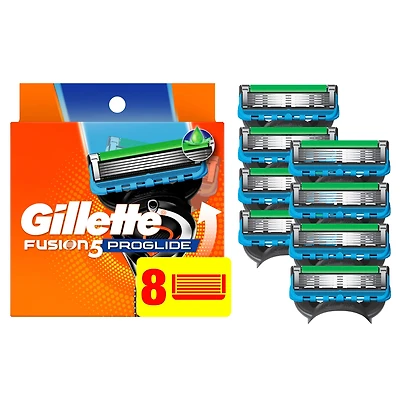 Gillette Fusion5 ProGlide Razor Refills for Men, 8 Razor Cartridges for FlexBall Razor Handle, 5-Blade Razor Blades, Precision Trimmer for Men