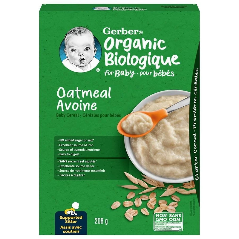 GERBER Biologique Céréales pour Bébé Gruau 208 g 208g