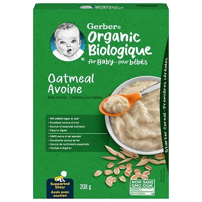 GERBER Biologique Céréales pour Bébé Gruau 208 g 208g