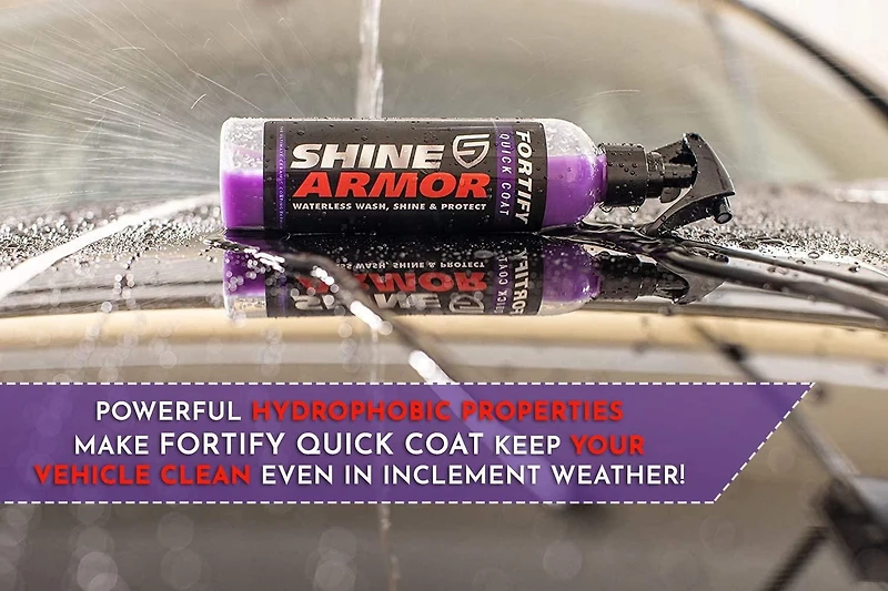 SHINE ARMOUR Fortify Quick Coat - Revêtement en céramique - Spray de vernis à la cire de voiture - Lavage et cire de voiture sans eau - Vernis de finition hydrophobe et protection des détails de masti