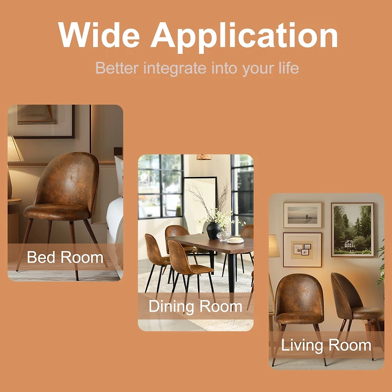 Homy Casa 2-Pack Brown Faux Suede Upholstered Dining Chairs with High Back Armless