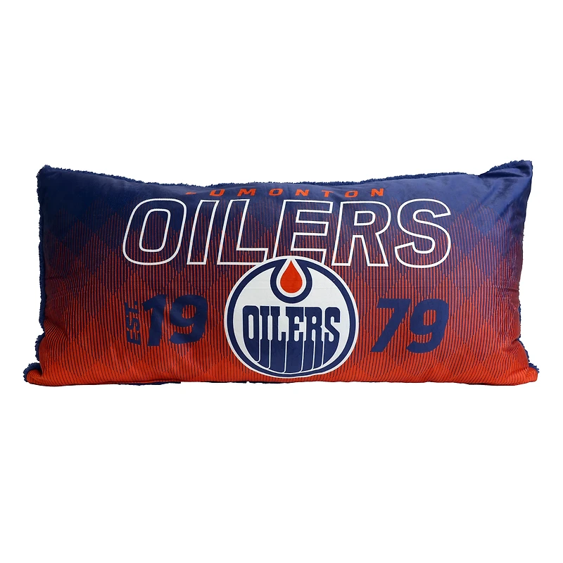 Oreiller de corps des Edmonton Oilers de la LNH 18po x 36po COUSSIN DE CORPS EDMONTON OILERS