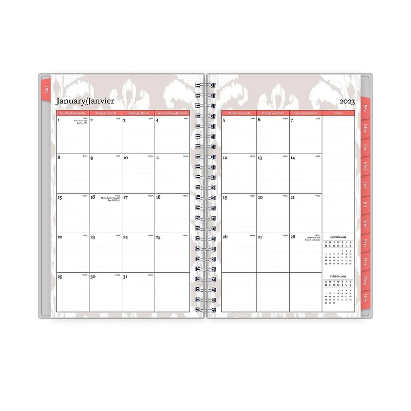 Agenda hebdomadaire/mensuel 2023, 5 po x 8 po, Blue Sky, gris uni