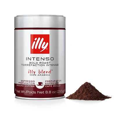 illy Café moulu Espresso Dark Intenso Bold Roast , 8.8 oz • L'emballage unique du café sous pression préserve la saveur • Provenant du meilleur café 100 % Arabica • Goût intense et corsé