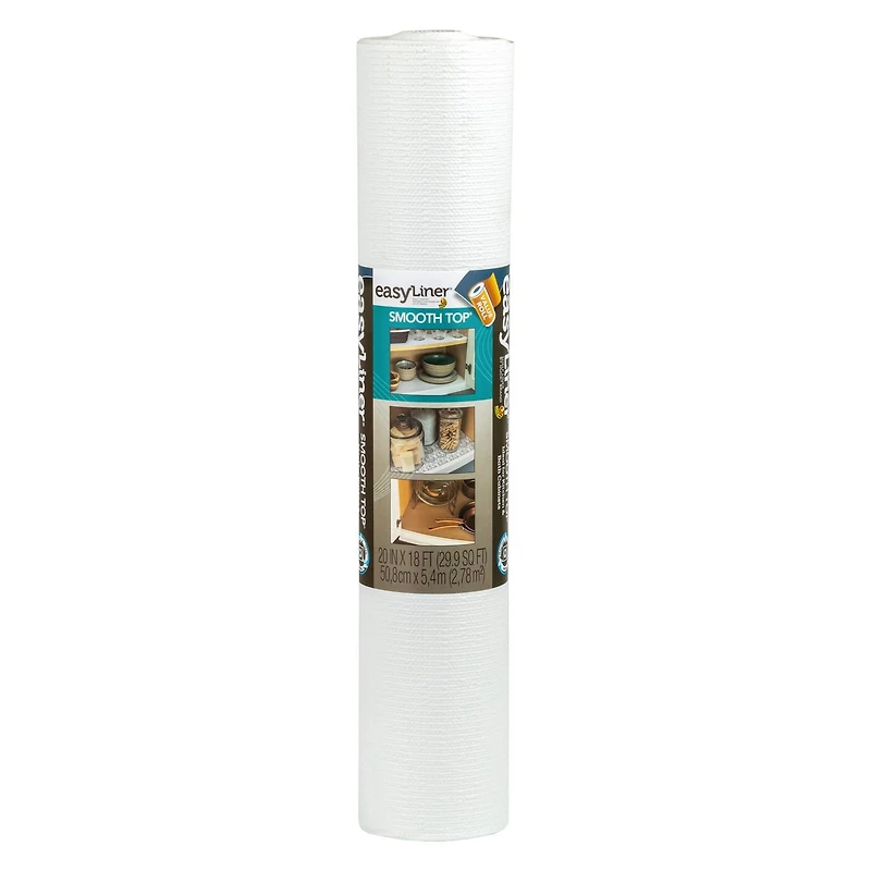 Smooth Top EasyLiner Brand Shelf Liner, White, 20 in. x 18 ft., Multiple Sizes Available