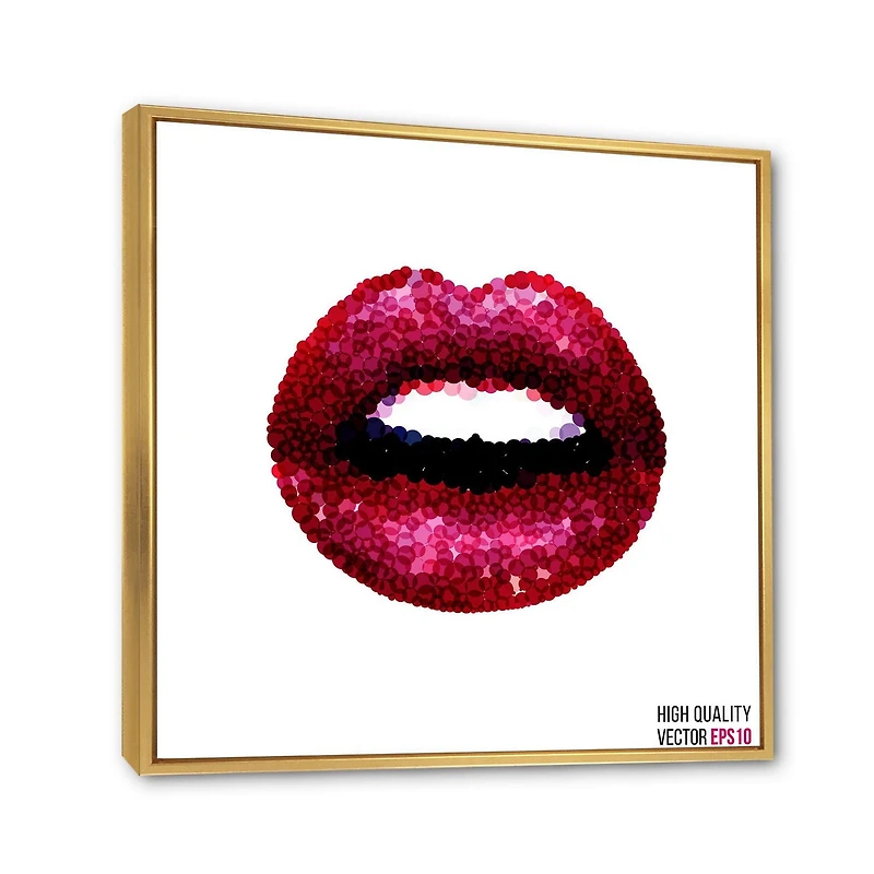 Designart Sexy Red Woman Lips FLOAT FRAME WALL ART