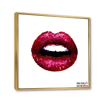 Designart Sexy Red Woman Lips FLOAT FRAME WALL ART