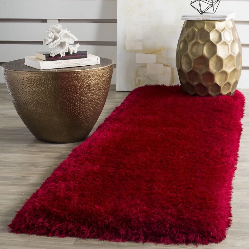 Safavieh Luxe Paxton Solid Plush Shag Area Rug, Red, 2'3" X 8' Runner