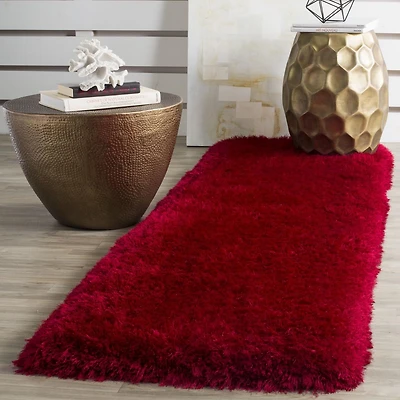 Safavieh Luxe Paxton Solid Plush Shag Area Rug, Red, 2'3" X 8' Runner