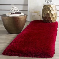 Safavieh Luxe Paxton Solid Plush Shag Area Rug, Red, 2'3" X 8' Runner