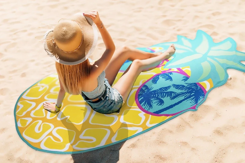 Serviette de Plage Fantaisie en Forme d'Ananas 100% Polyester. 107cm x 178cm