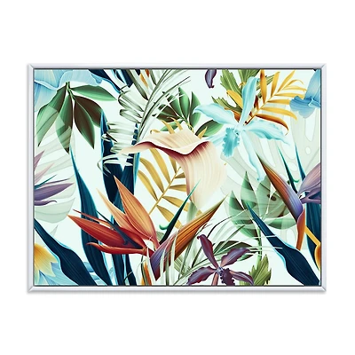 Designart Fleurs tropicales VIntage I ART MURAL À CADRE FLOTTÉ