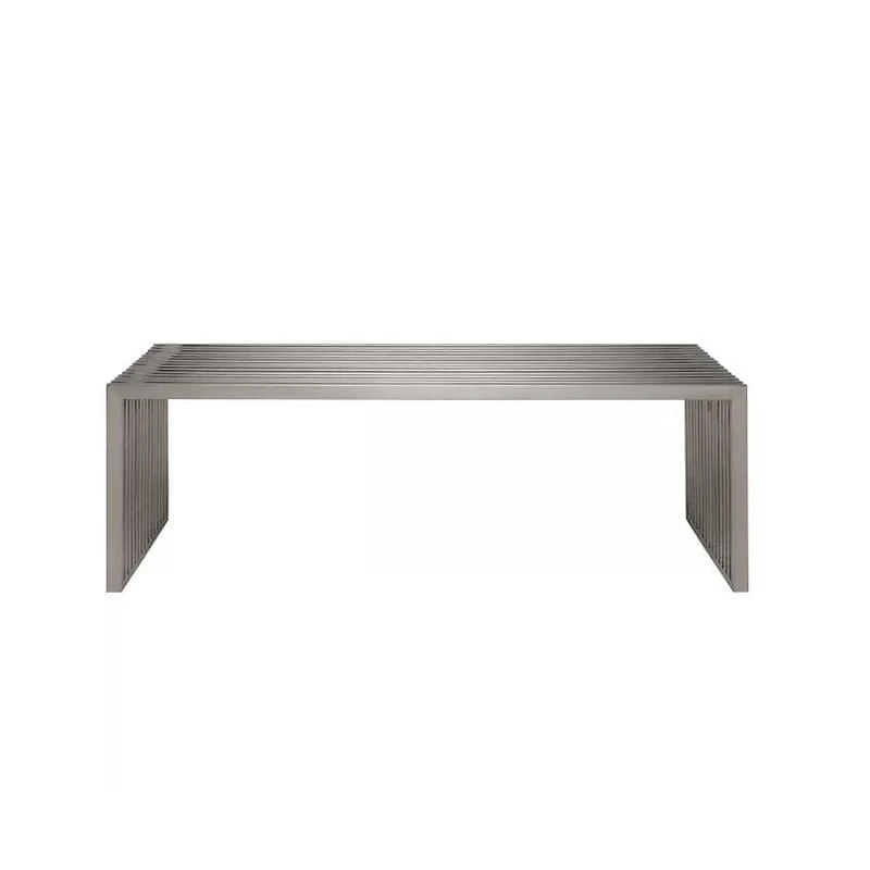 Vixey Medium Bench in Chrome, Metal Bench, Brushed Bench in Chrome, Medium Metal Bench, Entry Bench, Metal Modern Bench in Brushed finish