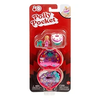 Polly Pocket Doll & Playset, Mattel 80th Anniversary Ring Box, Jewelry Box with Pet and Wearable Ring, Celebration Theme