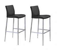 Tomuri Stool in White, PU Counter Stool, Counter Stool with Metal Legs, PU Counter Stool in White, Footrest Stool, White Counter Stool with Backrest, Kitchen Stool, Stylish Counter Stool in White, Isl