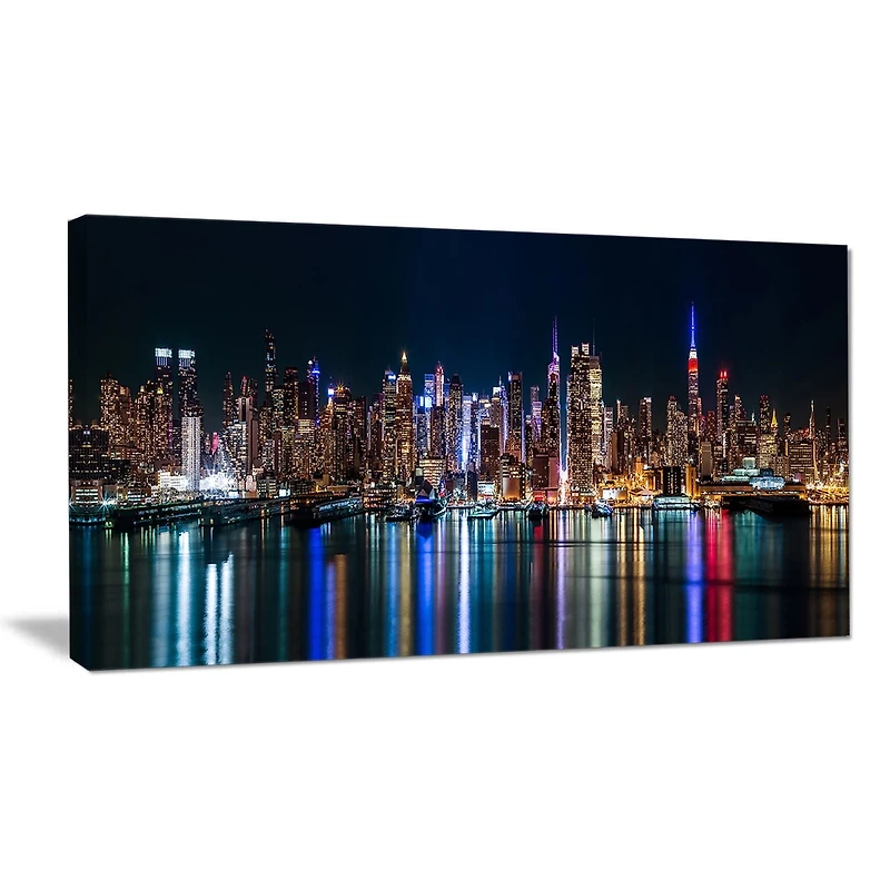 Design Art New York Midtown Night Panorama Extra Large Cityscape Canvas Wall Art Print