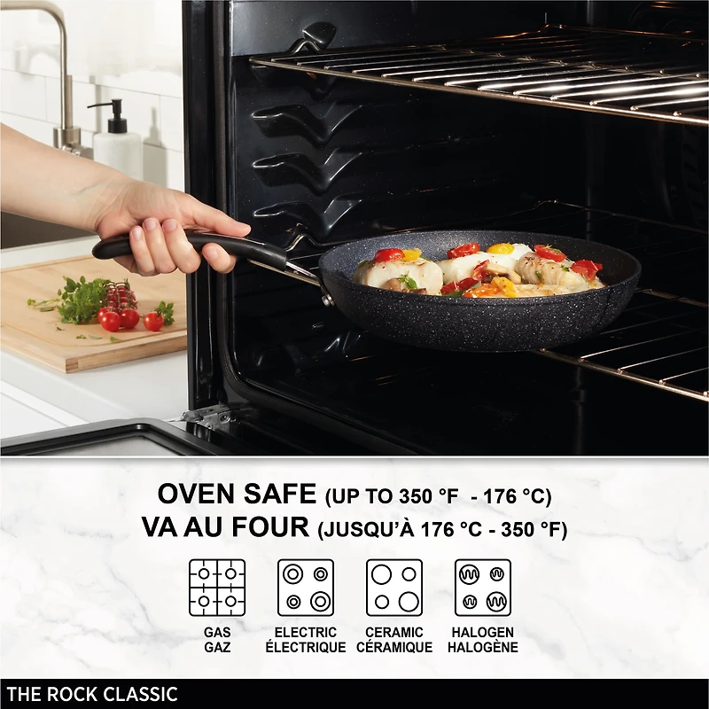 Starfrit The Rock Classic Poêle anti-adhésive avec poignée – Aluminium forgé durable – Va au four – Sans PFOA – Facile à nettoyer