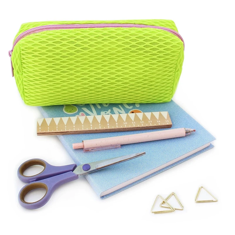 Pen+Gear Athleisure Mesh Pencil Pouch in Neon Yellow