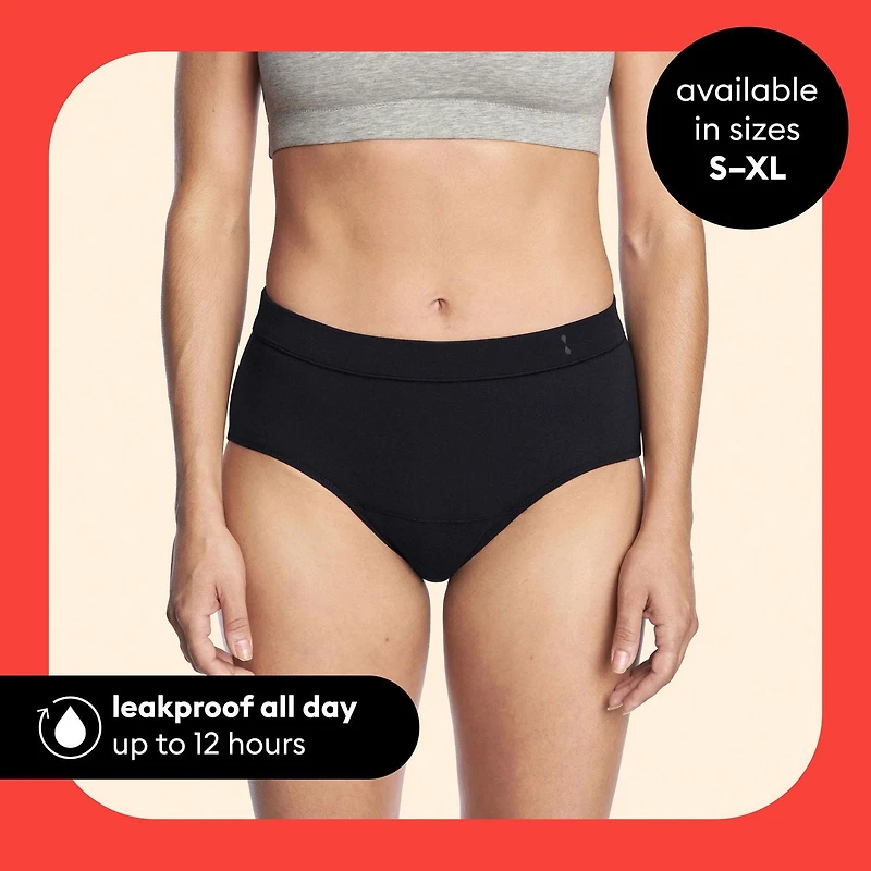 Thinx for All Women's Everyday Comfort Brief Leakproof Period Underwear, Size Small, Black, THINX UW SM 1