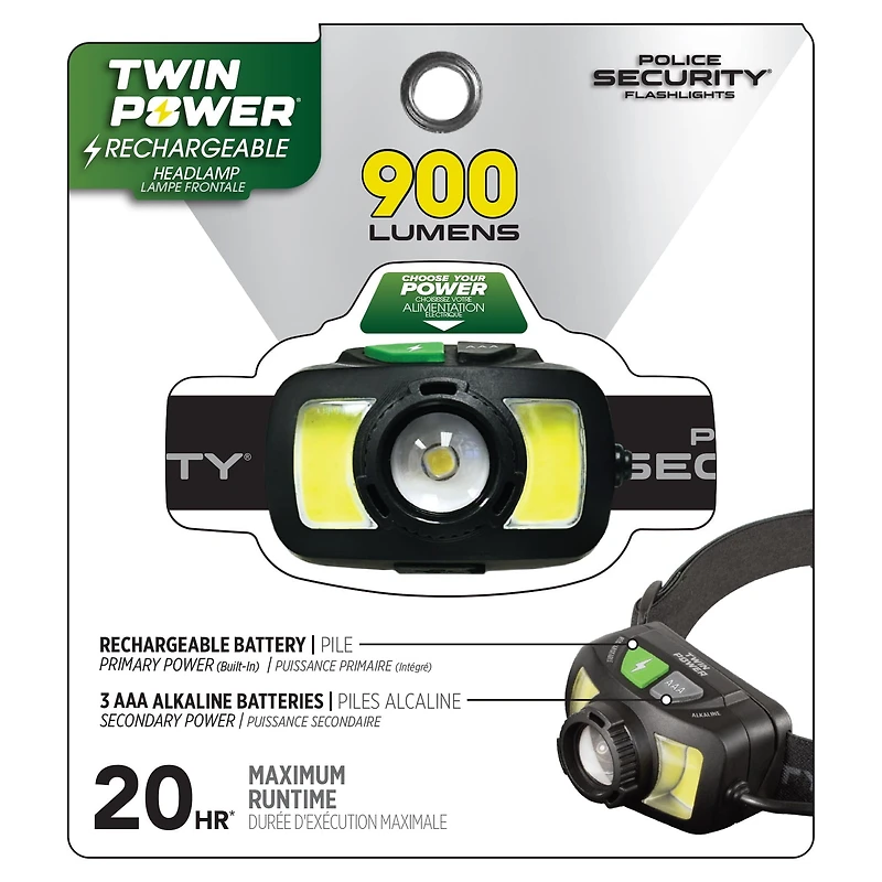 Police Security 900 Lumen Twin Power Headlamp