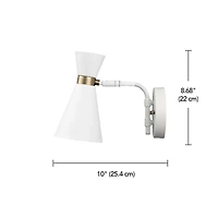 Applique murale à 1 ampoule blanc mat avec accents laiton mat, 91004414