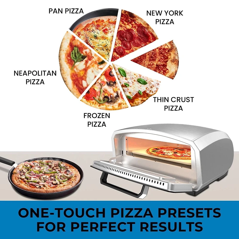 Kenmore 13" Outdoor/Indoor Electric Pizza Oven, 5-in-1 Touch Presets, Weather Resistant for Convenient Cooking Anywhere
