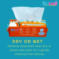 KidEasy Lingettes Bébé Sèches – 100 % Coton – 4 Paquets – 400 Lingettes