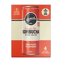 Remedy Kombucha biologique sans sucre mangue passion 4PK 4x355 ML